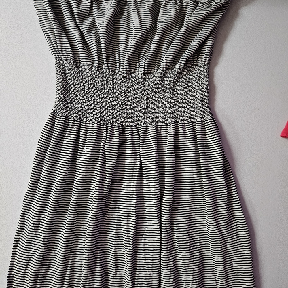 Elegant Black and White Striped Dress
